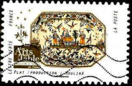 France Poste AA Obl Yv:1534 Mi:6965 Les Arts De La Table Plat Moulins (Lign.Ondulées) - Used Stamps