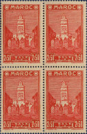 Maroc (Prot.Fr) Poste N** Yv:191 Mi:167 Salé Mosquée Bloc De 4 - Nuevos