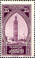 Maroc (Prot.Fr) Poste N* Yv:109b Mi:61b Marrakech La Koutoubia (points De Rouille) - Unused Stamps