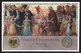 Künstler-AK Nürnberg, 8. Deutsches Sängerbundesfest 1912, Älterer Mann Und Jungen Mit Lauten, Ganzsache  - Postkarten