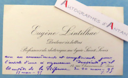 ● CDV 1895 Eugène LINTILHAC Professeur Rhétorique Lycée Saint Louis - Sénateur Né à Aurillac Carte De Visite Autographe - Cartoncini Da Visita