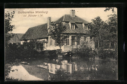 AK Münster I. W., Gasthaus Restauration Wienburg, Vom Wasser Gesehen  - Muenster