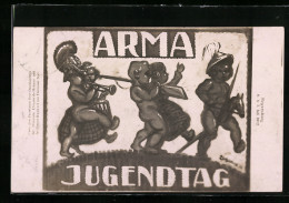 Künstler-AK Regensburg, Alt-Regensburger Militärgeschichtliche Ausstellung 1912, Arma Jugendtag, Kinder Mit Steckenp  - Regensburg