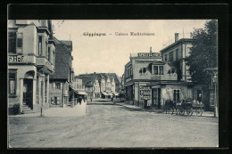 AK Göppingen, Untere Markstrasse, Apostel-Hotel, Pferdekarren  - Goeppingen