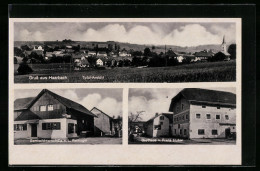 AK Haarbach, Gasthaus Von Franz Huber, Gemischtwarenhandlung V. L. Reininger, Totalansicht  - Haar
