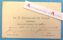 ● CDV Docteur Jean DEMOULINS DE RIOLS Sénateur Des Landes Né à Mimbaste - Saint Lon - Carte De Visite - Médecin - Cartes De Visite