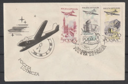 Polen: 1958, FDC Sonderumschlag In MiF, Flugzeuge über Städten Und Landschaften,  ESoStpl. WARSCHAU 1 - Lettres & Documents