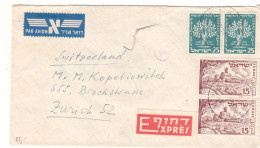 Israël - Lettre Exprès De 1951 - Oblit Haifa - Exp Vers Zûrich - Valeur 10 $ En ....2010 - Arbres - - Cartas & Documentos