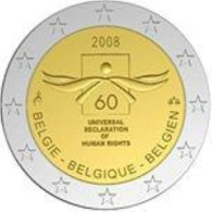 Belgie 2008  2 Euro Com  Mensenrechten - Droits De L'Homme   UNC Uit De Rol  UNC Du Rouleaux - Belgien