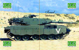 TANK MERKAVA PUZZLE OF 4 PHONE CARDS - Army