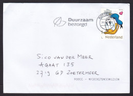 Netherlands: Cover, 2024, 1 Stamp, Donald Duck, Disney Cartoon, Face Expression, Love, Heart (traces Of Use) - Covers & Documents