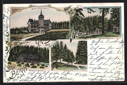 Lithographie Berka A. Ilm, Gasthaus Waldschlösschen, Kaiser Wilhelmsburg  - Bad Berka