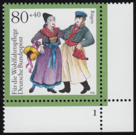 1696 Trachten 80+40 Pf Rügen ** FN1 - Unused Stamps