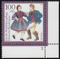 1698 Trachten 100+50 Pf Schwalm ** FN2 - Unused Stamps