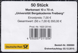 FB 52 Bergakademie Freiberg, Folienblatt-BANDEROLE Für 50 Stück, 76x51, Orange - 2011-2020