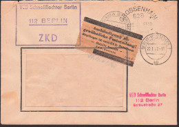 Berlin -Weissensee R3 ZKD-St. VEB Schnellflechter Berlin, Brauner Pergaminzettel "Aushändigung.." ZKD-Kontrolle - Berlino & Brandenburgo
