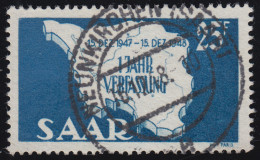 Saarland 261 II Verfassung 25 Fr, Type II, Gestempelt O - Used Stamps