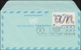 UNO New York Luftpostfaltbrief LF 8 Initialen Un 22 Cent 1977, FDC 27.6.1977 - Other & Unclassified