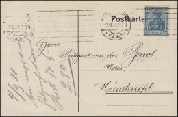 144 II Germania 30 Pf. Postkarte Hypothekenbank STUTTGART 2.3.21 N. Münstereifel - Monete