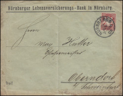 Bayern 10 Pf. Wappen EF Lebensversicherungs-Bank NÜRNBEG 28.4.08 Nach Oberndorf - Monete