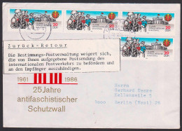 Antifaschistischer Schutzwall - Die Berliner Mauer-, (3037) Auf 2. Portostufe Nach Berlin-West Mit Aufkleber - Covers & Documents