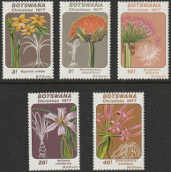 BOTSWANA 1977  -   CHRISTMAS FLOWERS. LILIES    5v - Botswana (1966-...)