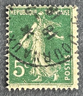 FRA0137dU52 - Type Semeuse Camée à Inscriptions Grasses - 5 C Yellow Green Used Stamp - Type IIA - 1907 - France YT 137d - 1906-38 Semeuse Camée