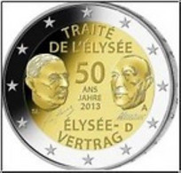 Duitsland 2013    2 Euro Commemo   Letter F  Atelier  F   Verdrag Van Elysée     UNC Uit De Rol  UNC Du Rouleaux - Germany