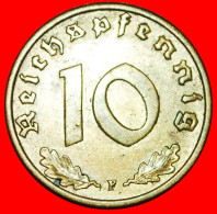 * SWASTIKA 1936-1940: GERMANY  10 REICHSPFENNIGS 1938F 3 REICH (1933-1945) BADEN-WUERTTEMBERG!· LOW START · NO RESERVE! - 10 Reichspfennig