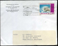 Cover To Marcinelle, Belgium - "Principauté De Monaco, Département Des Finances Et De L'économie, Office Des émissions . - Covers & Documents