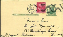 Postal Stationary - From New York, N.Y. To Bremen, Germany - 1921-40