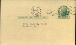 Postal Stationary - From Baltimore, Maryland - 1941-60