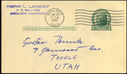 Postal Stationary - From Boulder, Colorado - 1941-60