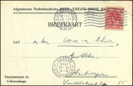 Briefkaart - "Algemeene Nederlandsche Bond 'Vrede Door Recht'" - Cartas & Documentos