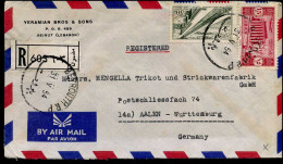 Registered Cover From Beirut To Aalen-Württemburg, Germany - Líbano