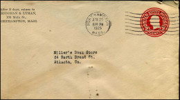Cover From Northampton, Massachusetts To Atlanta, Georgia - "Bridgman & Lyman, Northampton" - 1921-40