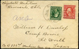 Cover From Riverside, Oklahoma To Fort Worth, Texas - Storia Postale