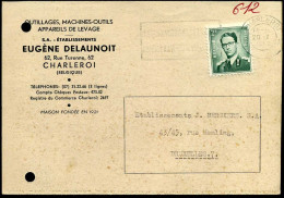 Post Card From Charleroi To Bruxelles - "Eugène Delaunoit, Outillages, Machines-outils, Appareils De Levage" - Covers & Documents