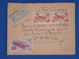 DR2 TOGO  BELLE LETTRE RECO 1957   PETIT BUREAU SOKODE   A  PARIS FRANCE  +PA 50F  +APRES DEPART +AFF INTERESSANT+ - Storia Postale