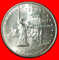 * HUDSON 1788: USA 1/4 DOLLAR 2001D GIFT OF FRANCE 1886! WASHINGTON (1789-1797)! UNC FROM ROLL· LOW START · NO RESERVE! - 1999-2009: State Quarters