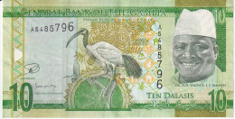 BILLETE DE GAMBIA DE 10 DALASIS DEL AÑO 2015  (BANKNOTE) BIRD-PAJARO - Gambia