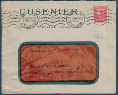 TIMBRE SEMEUSE N° 199 PERFORÉ ECC Sur LETTRE ENTETE DISTILLERIE CUSENIER CAD MARSEILLE 1928 + CORRESPONDANCE PERFIN - Storia Postale