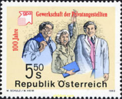 121116 MNH AUSTRIA 1992 CENTENARIO DE LA ORGANIZACION SINDICAL DE EMPLEADOS DEL COMERCIO - Ongebruikt