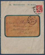 TIMBRE SEMEUSE N° 138 PERFORÉ B Sur LETTRE ENTETE A. BOISSIER CAD NIMES GARD 1912 PERFIN - Storia Postale