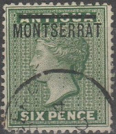 Montserrat 1876 Queen Victoria 6p Green Overprint Us. - Montserrat