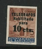 ● SPAGNA 1936  BARCELONA ֎ Edifil **n.° 9s ● Unificato N.° 29 ** ● Varietà : NON Dentellato ● Cat. 140 € Al 5 % ● 1197 ● - Barcelona