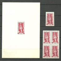 INDE / INDIA  -   1952   254 NON DENTELE +  BLOCK    3  FOTO  MNH. - Ungebraucht