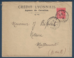 TIMBRE SEMEUSE N° 199 PERFORÉ CL Sur LETTRE ENTETE CRÉDIT LYONNAIS AGENCE DE CAVAILLON VAUCLUSE CAD 1928 PERFIN - Storia Postale