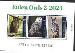 Liechtenstein  2024-2  Uilen Eulen  Blok-m/s     Postfris/mnh - Ungebraucht