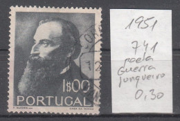 PORTUGAL 1951 - POETA GUERRA JUNQUEIRO - YVERT 741 USADO - Gebruikt